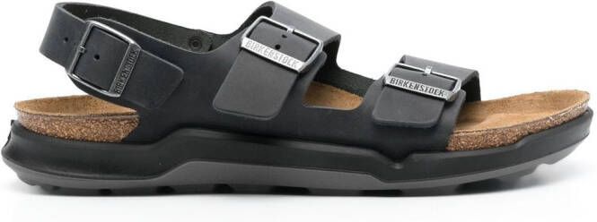 Birkenstock Milano leren sandalen Zwart