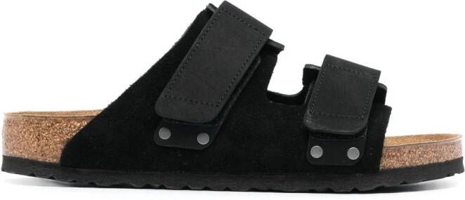 Birkenstock Leren slippers Zwart