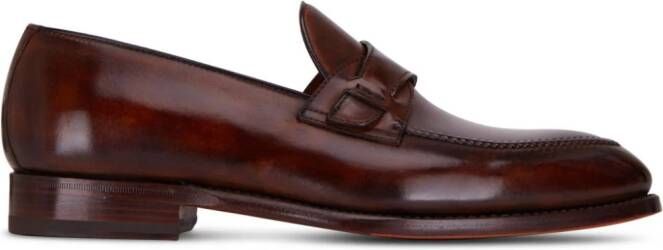 Bontoni Leren loafers met ronde neus Bruin