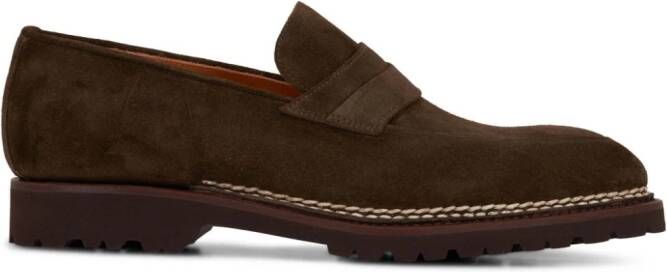 Bontoni Leren loafers met ronde neus Bruin