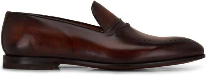 Bontoni Geperforeerde leren loafers Bruin