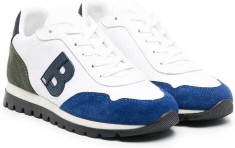 BOSS Kidswear Sneakers met colourblocking Wit