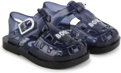 BOSS Kidswear Gekooide jelly sandalen met logo applicatie Blauw