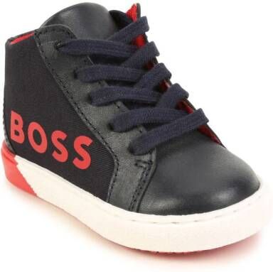 BOSS Kidswear Sneakers met logoprint Blauw