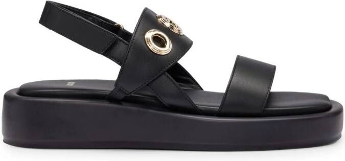 BOSS Leren sandalen Zwart