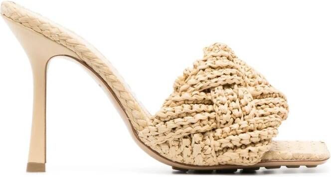 Bottega Veneta Lido raffia muiltjes 110 mm Beige