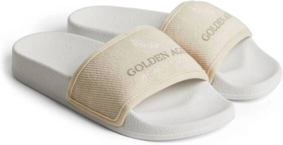 Brunello Cucinelli Kids Badslippers met print Beige