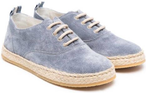 Brunello Cucinelli Kids Sneakers met jute zool Blauw