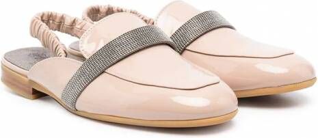 Brunello Cucinelli Kids Verfraaide slingback ballerina's Roze