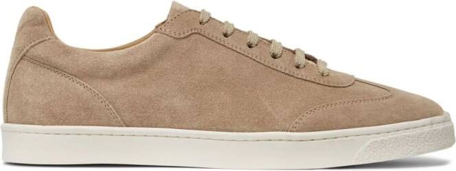 Brunello Cucinelli Leren sneakers met ronde neus Bruin