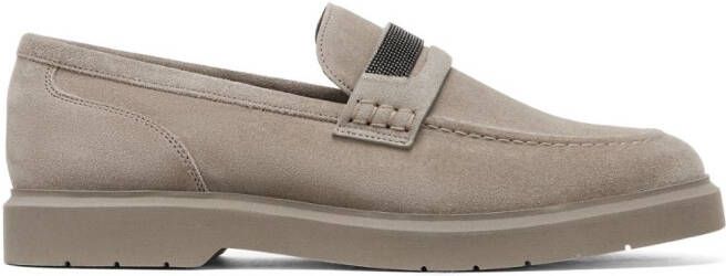 Brunello Cucinelli Loafers verfraaid met kristallen Beige