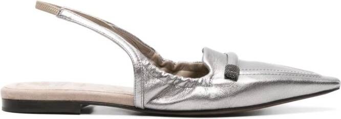 Brunello Cucinelli Slingback ballerina's Zilver