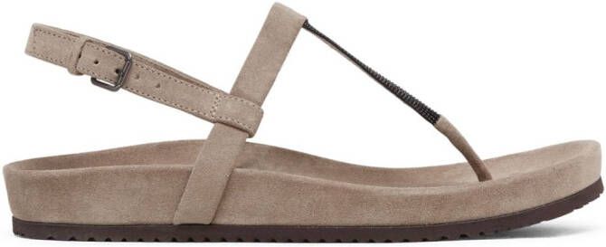 Brunello Cucinelli Sandalen met verfraaide bandjes Beige