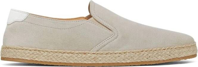 Brunello Cucinelli Suède espadrilles met logo-reliëf Beige