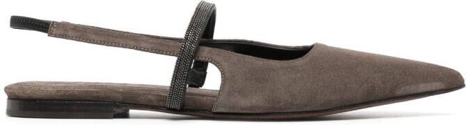 Brunello Cucinelli Slingback ballerina's Bruin