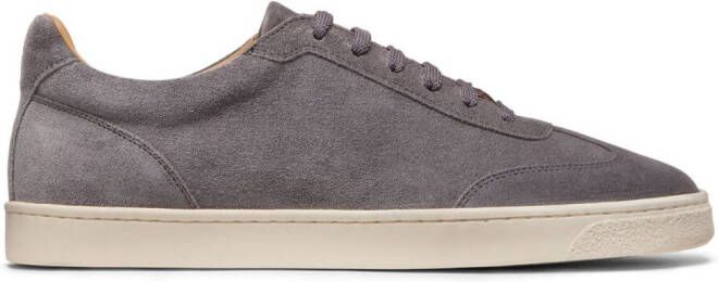 Brunello Cucinelli Suède sneakers met logoprint Grijs