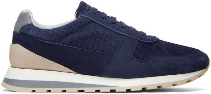 Brunello Cucinelli Suède sneakers met vlakken Blauw