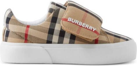 Burberry Kids Sneakers met klittenband Beige