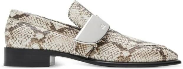 Burberry Shield loafers met pythonprint Beige