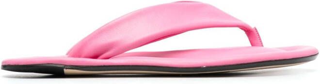 BY FAR Dasha leren teenslippers Roze