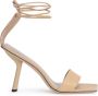 BY FAR Devon leren sandalen 100 mm Beige - Thumbnail 1