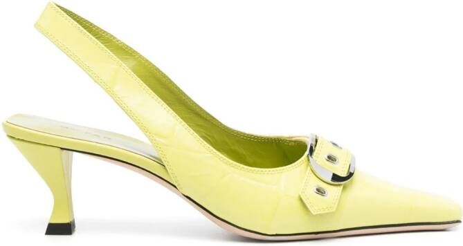 BY FAR Evita leren slingback pumps Groen