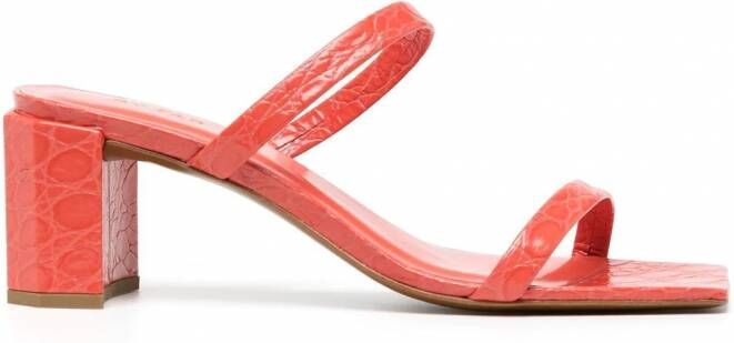 BY FAR Sandalen met krokodillenleer-effect Rood