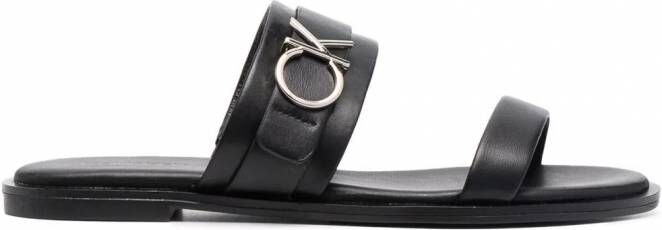 Calvin Klein Leren sandalen Zwart