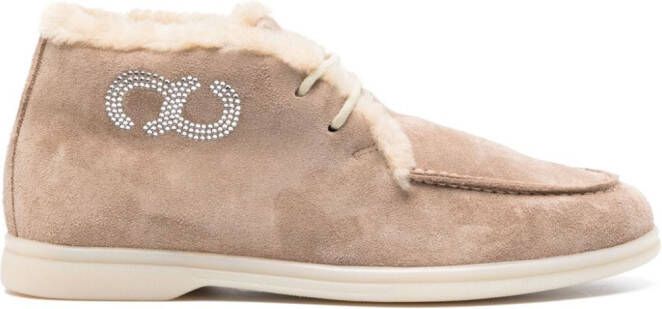 Casadei Antilope lammy laarzen met stras Beige