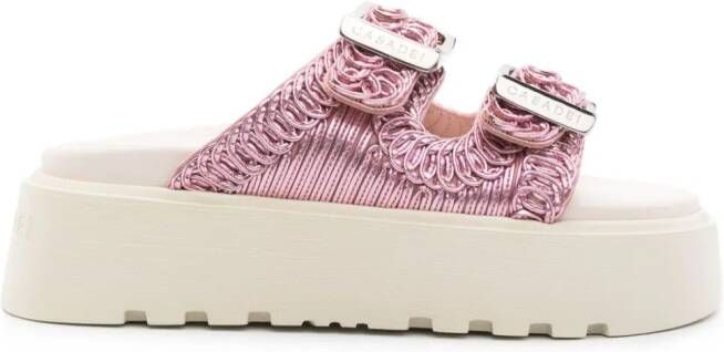 Casadei Birky Ale slippers met plateauzool Roze