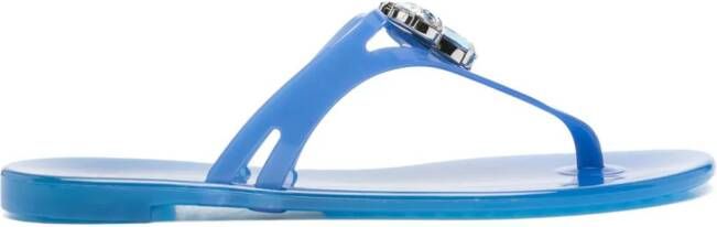 Casadei Jelly teenslippers verfraaid met kristal Blauw