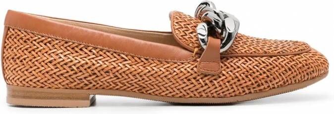 Casadei Loafers met kettingdetail Bruin