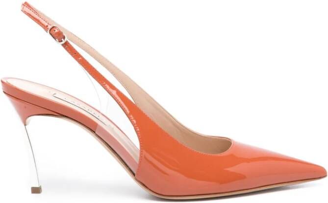 Casadei Superblade 80 mm lakleren pumps Oranje