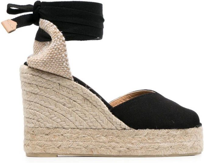 Castañer 105 mm Bilina espadrilles met sleehak Zwart