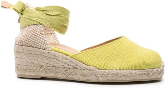 Castañer Carina espadrilles met sleehak Groen