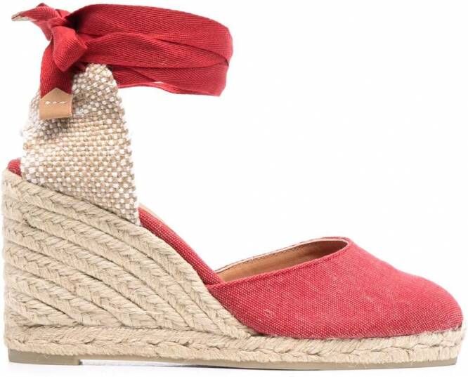 Castañer Carina espadrilles met sleehak Rood