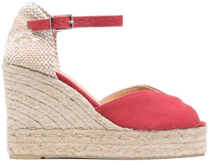 Castañer 110 mm Bianca espadrilles met sleehak Rood