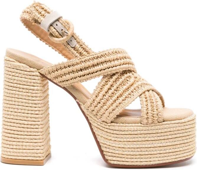 Castañer Fulvia gestreepte sandalen Beige