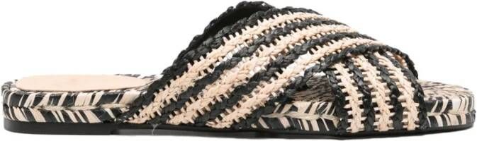 Castañer Pat raffia slippers Zwart