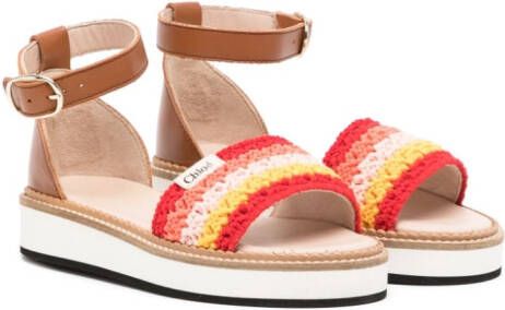 Chloé Kids Sandalen met gehaakt vlak Bruin