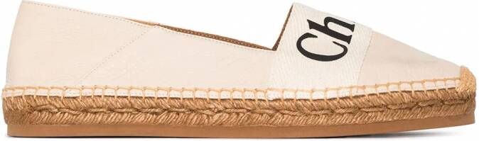 Chloé Woody espadrilles met logoprint Beige