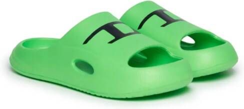 Diesel Kids Chunky slippers met logoprint Groen