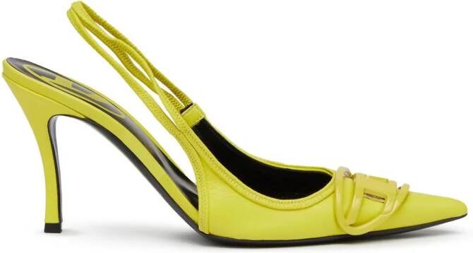 Diesel D-Venus 80mm leren slingback pumps Geel