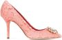 Dolce & Gabbana 90 mm Lace Rainbow pumps met brochedetail Roze - Thumbnail 1