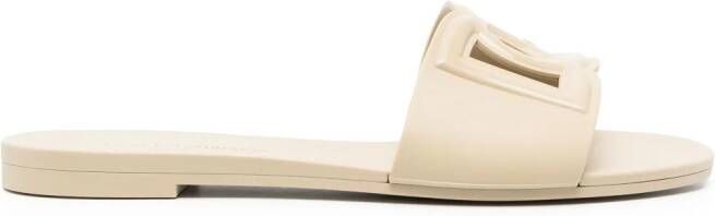 Dolce & Gabbana Bianca DG slippers met logo Beige