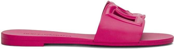 Dolce & Gabbana Bianca slippers met logo Roze