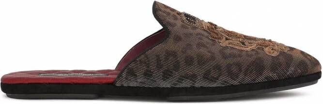 Dolce & Gabbana Bramante pantoffels met luipaardprint Bruin