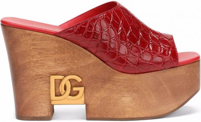 Onzeker Tactiel gevoel Papa Dolce & Gabbana Brigitte sandalen met sleehak Rood - Schoenen.nl