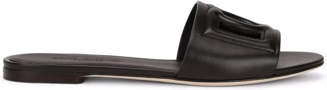 Dolce & Gabbana DG Logo leren slippers Zwart