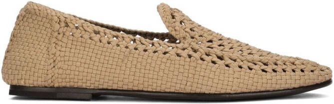 Dolce & Gabbana Geweven lakleren slippers Beige